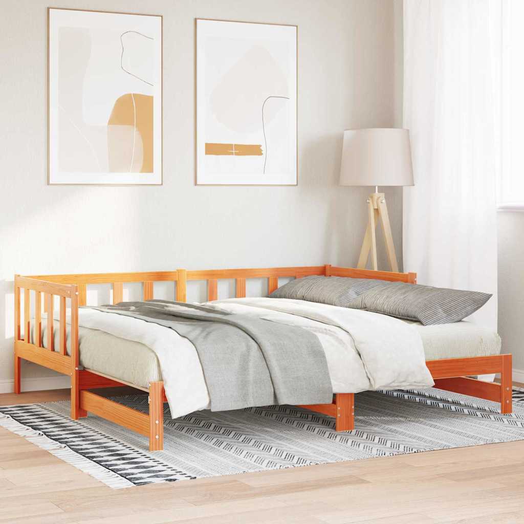 JUNG Vida Tagesbett mit Ausziehbett Wachsbraun 203,5 x 184 x 66 cm