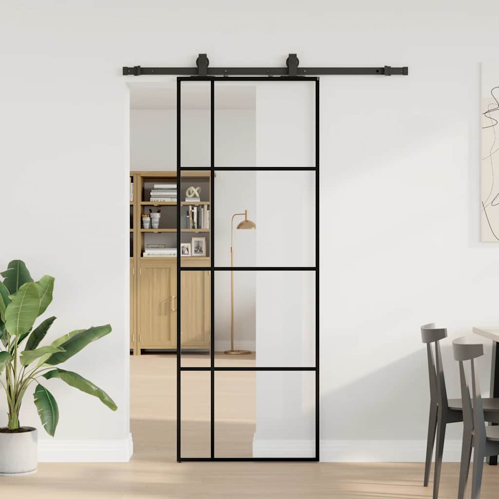 JUNG Vida Schiebetür mit Beschlag Schwarz 76x205 cm ESG-Glas