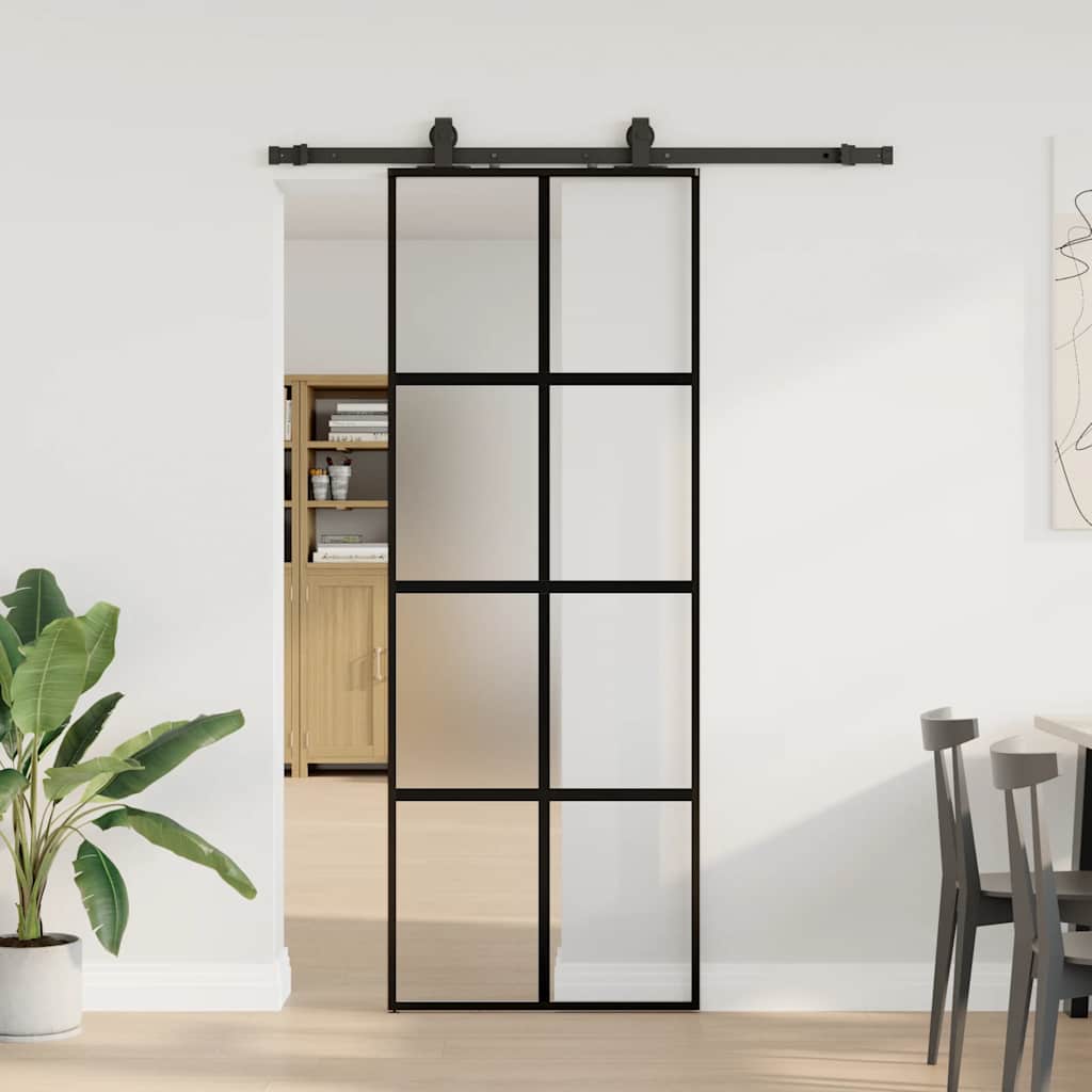 JUNG Vida Schiebetür mit Beschlag Schwarz 76x205 cm Hartglas