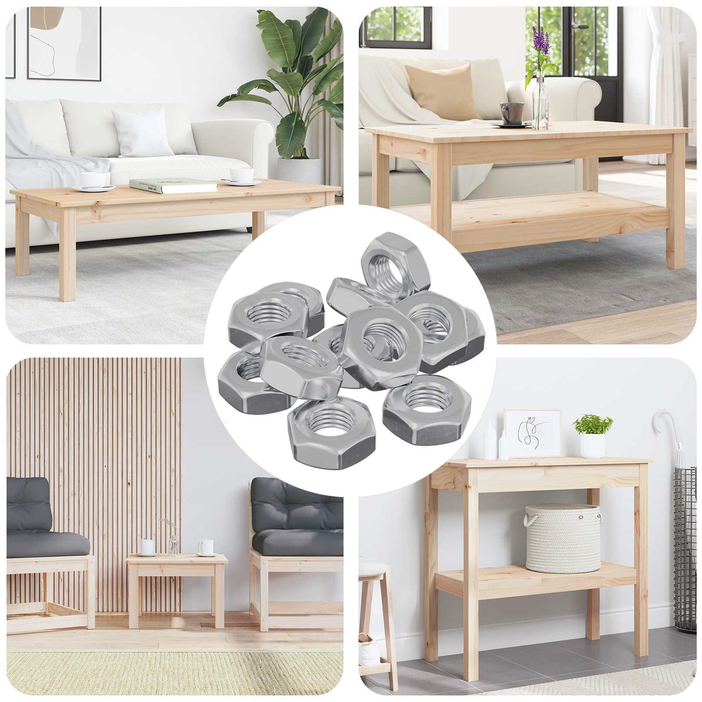 JUNG Vida Sechskantmuttern 12 pcs Silber M8 Eisen