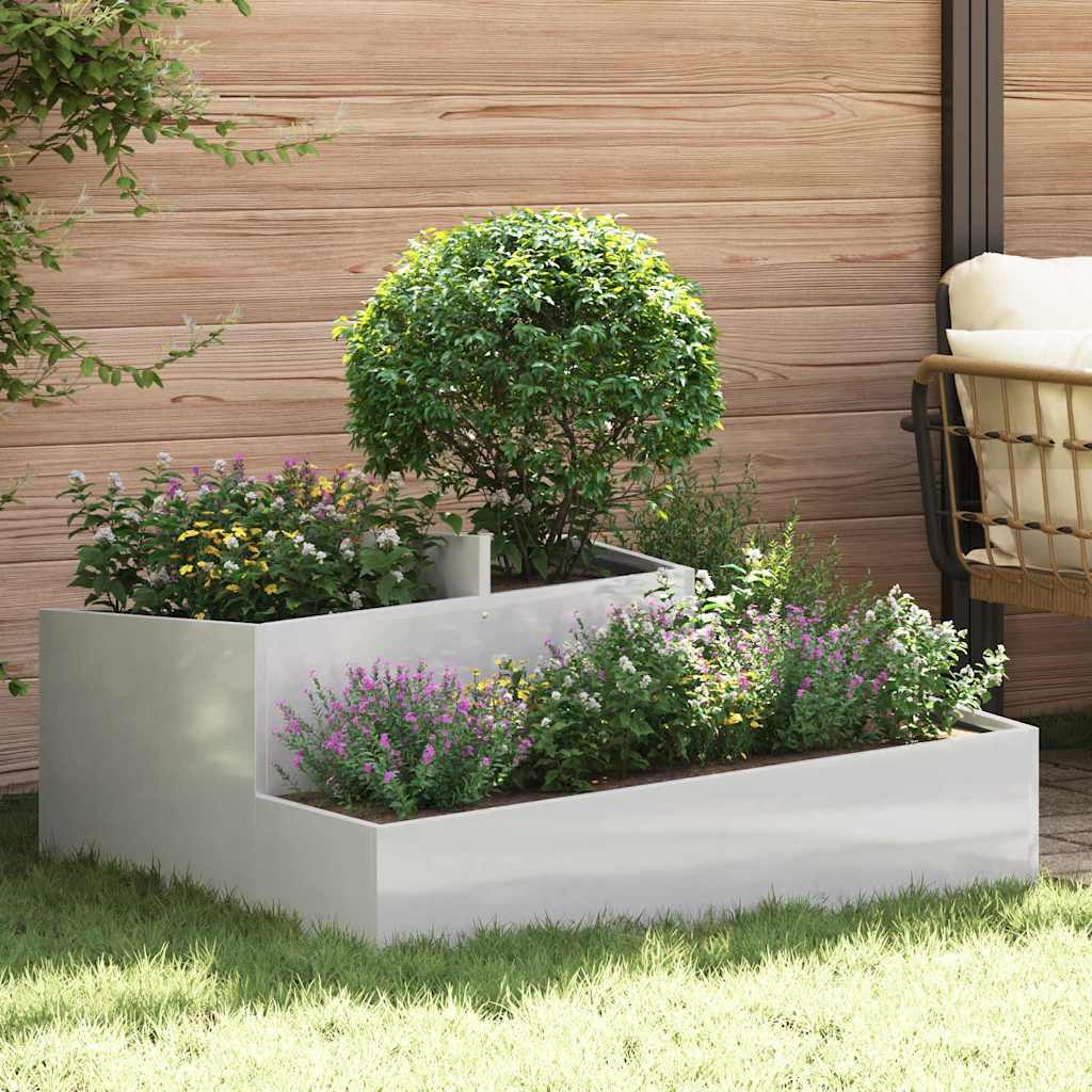 JUNG Vida Garten-Pflanzgefäß Silber 100 x 100 x 50 cm Edelstahl