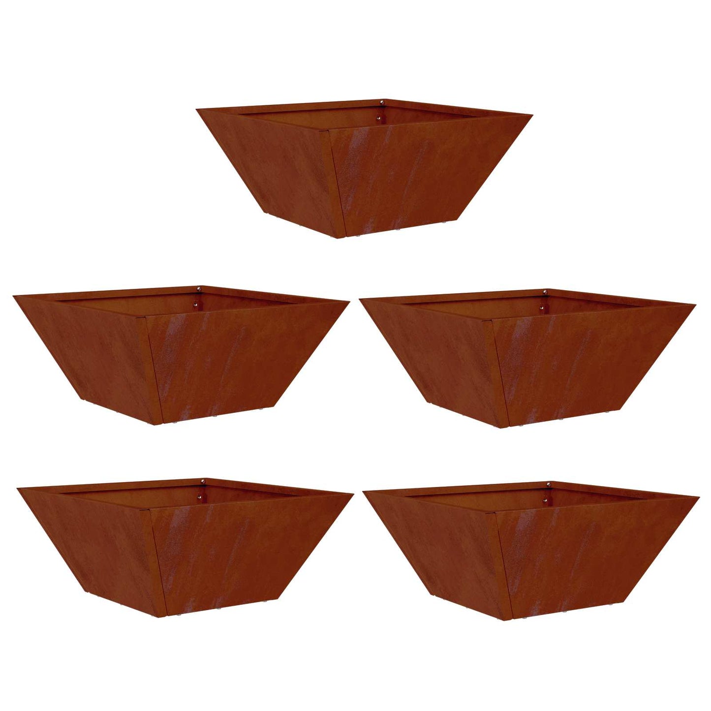 JUNG Vida Garten-Pflanzgefäß 5 pcs Rostig 35 x 35 x 15 cm Wetterfeststahl