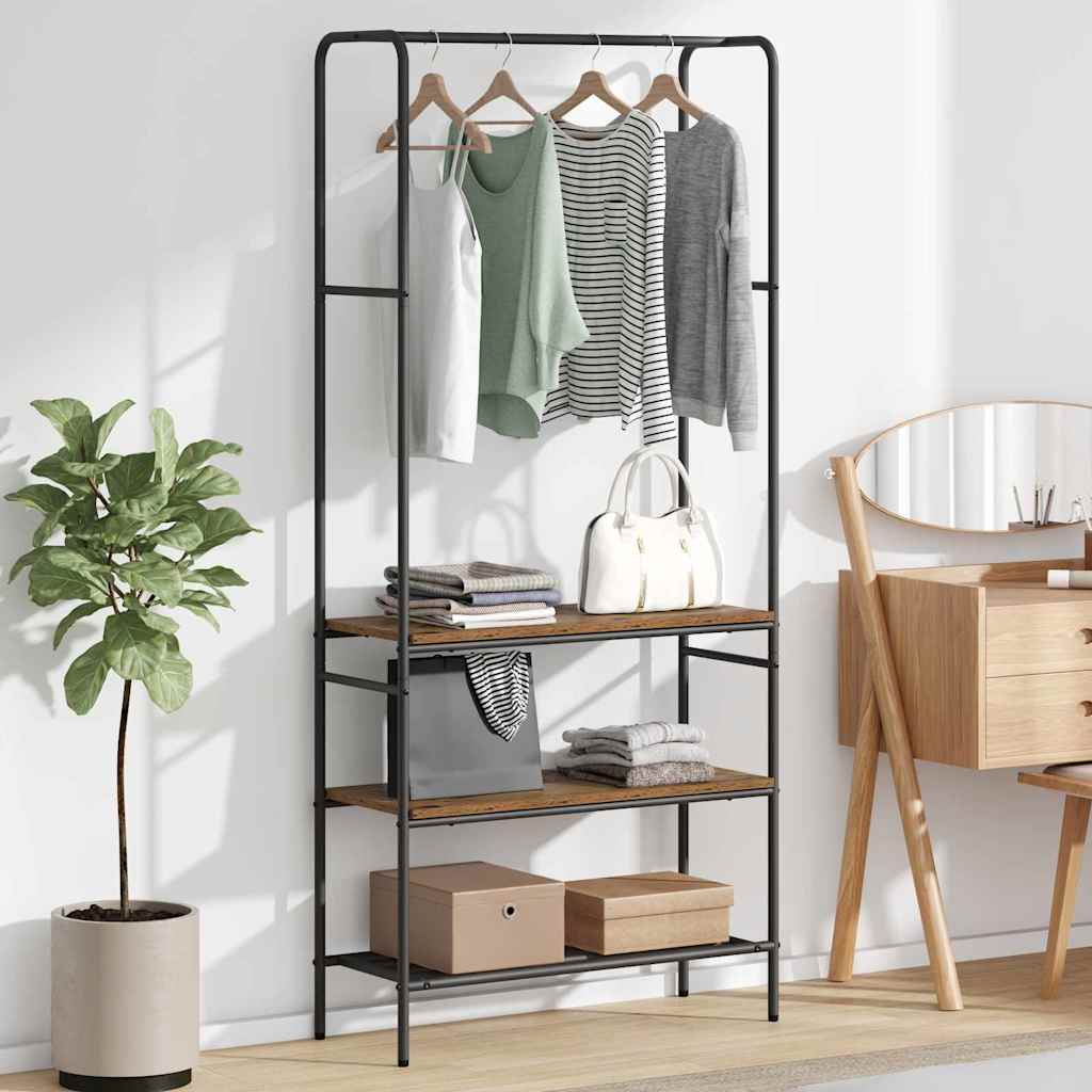 JUNG Vida Kleiderständer mit Regal Altholz 77 x 30 x 171 cm Holzwerkstoff