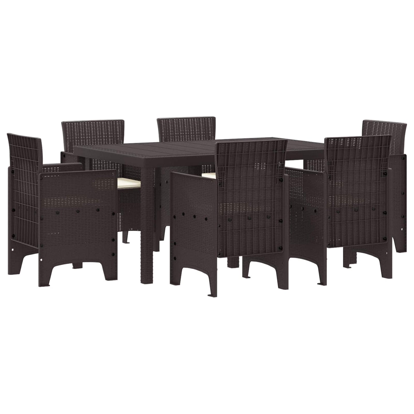 JUNG Vida Garten Essgruppe 7 pcs Braun Polt Rattan