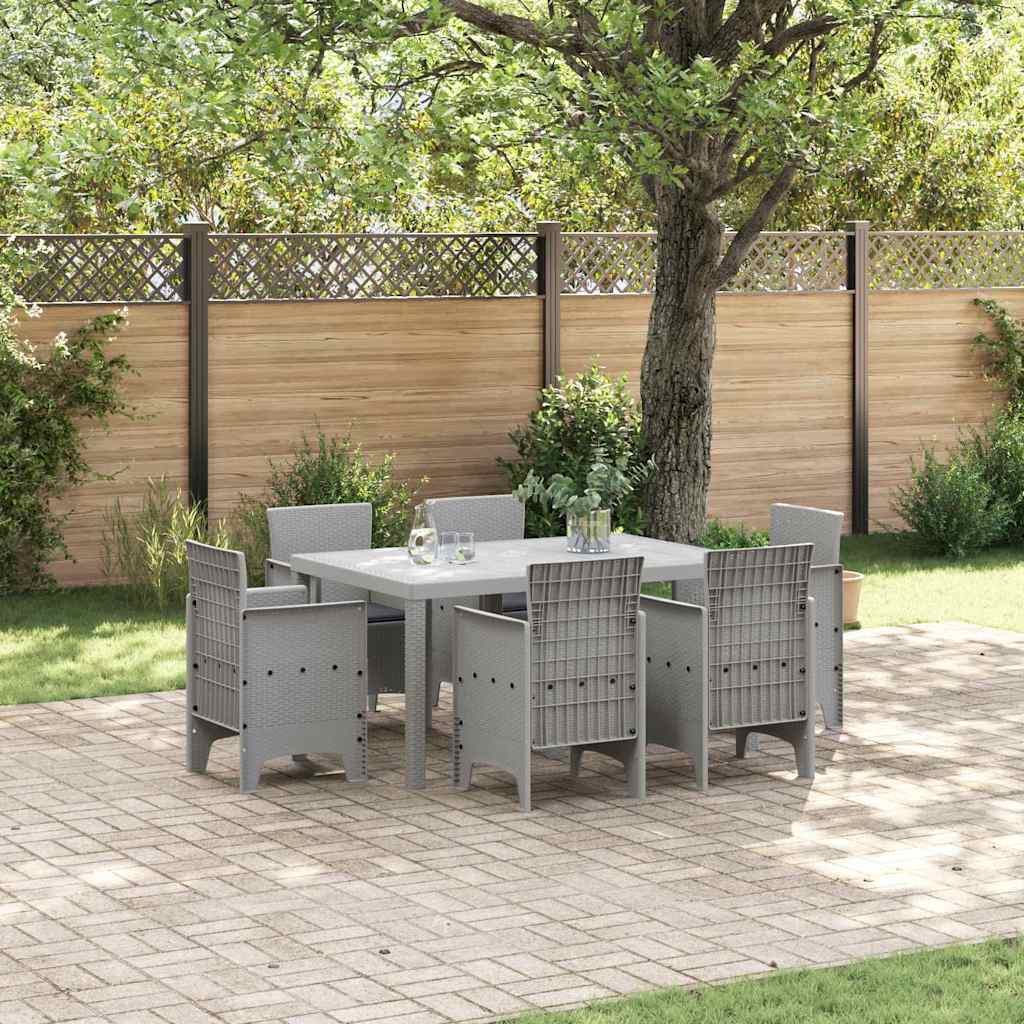 JUNG Vida Garten Essgruppe 7 pcs Hellgrau Polt Rattan