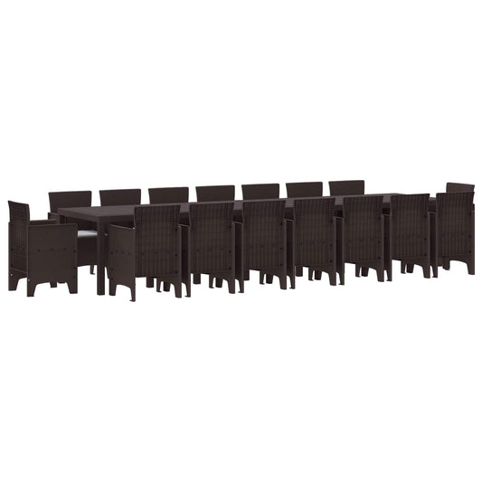 JUNG Vida Garten-Esszimmergarnitur mit Kissen mit Kissen 17 pcs Braun PP