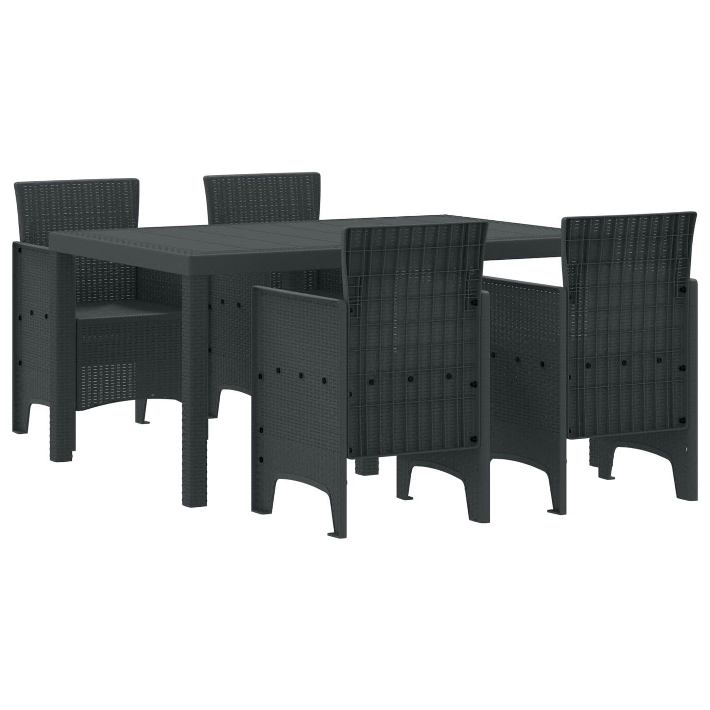 JUNG Vida Garten Essgruppe 5 pcs Anthrazit Polt Rattan