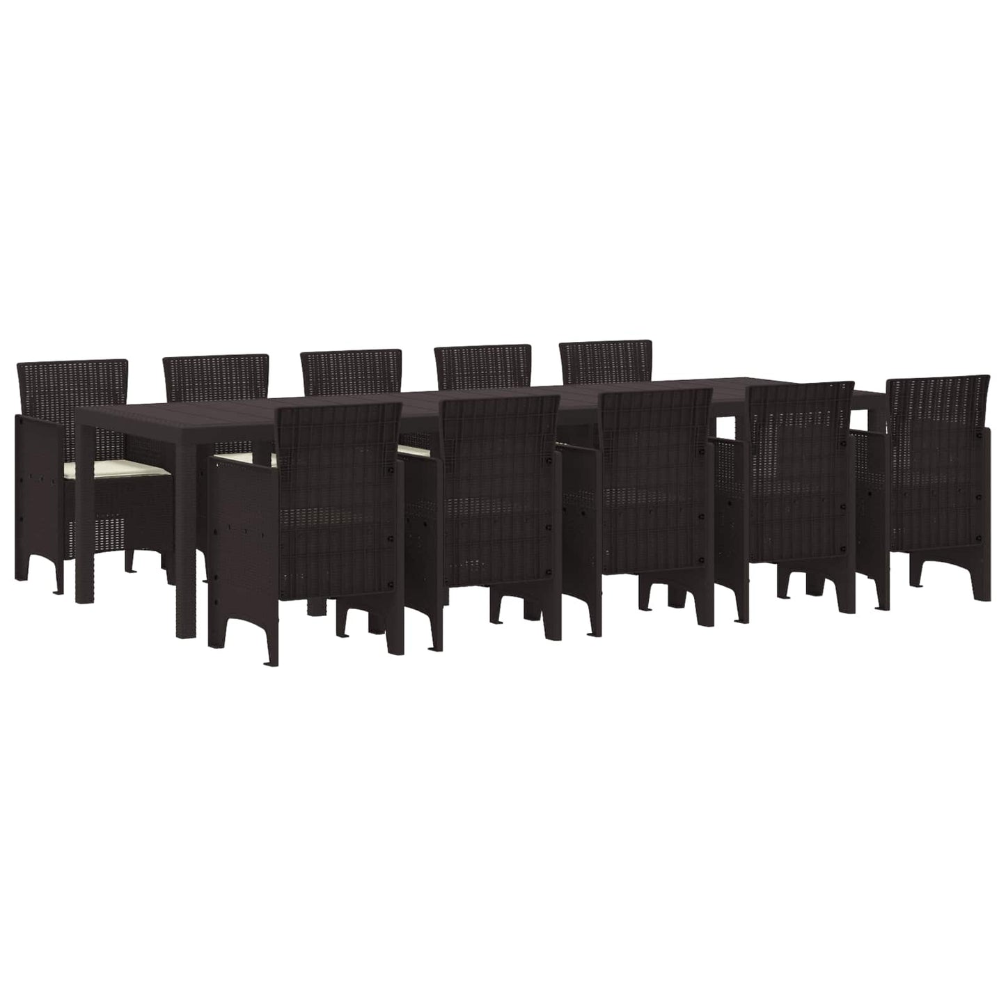 JUNG Vida Garten Essgruppe mit Kissen 11 pcs Braun und Creme Rattan