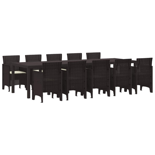 JUNG Vida Garten Essgruppe mit Kissen 11 pcs Braun und Creme Rattan