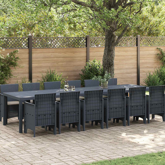 JUNG Vida Garten Essgruppe 13 pcs Anthrazit Polt Rattan