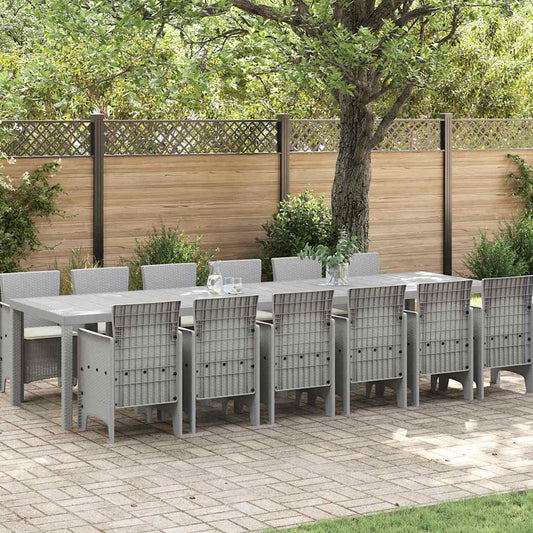 JUNG Vida Garten Essgruppe 13 pcs Hellgrau Polt Rattan