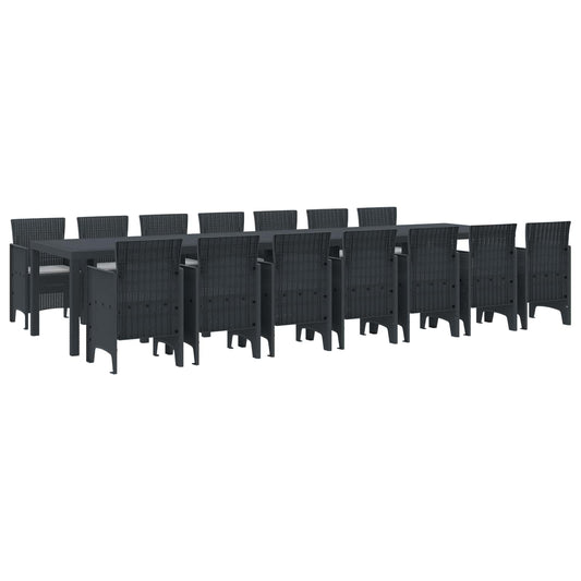 JUNG Vida Garten-Esszimmergarnitur mit Kissen 15 pcs Anthrazit PP