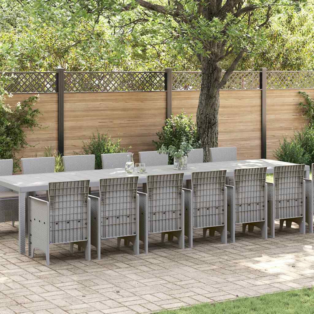 JUNG Vida Garten-Esszimmergarnitur mit Kissen 15 pcs Hellgrau PP