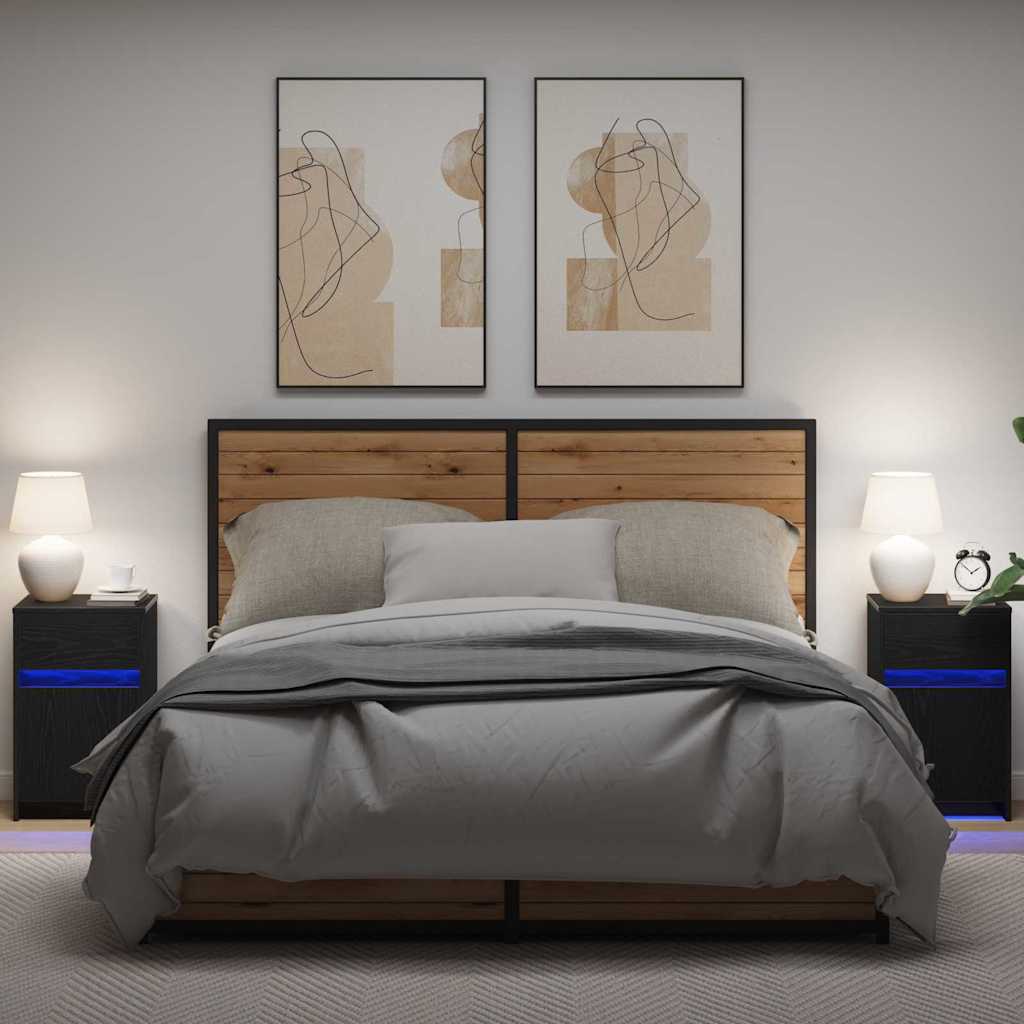 JUNG Vida LED Nachttisch 2 pcs Schwarz Eichen-Optik 38 x 34 x 61 cm