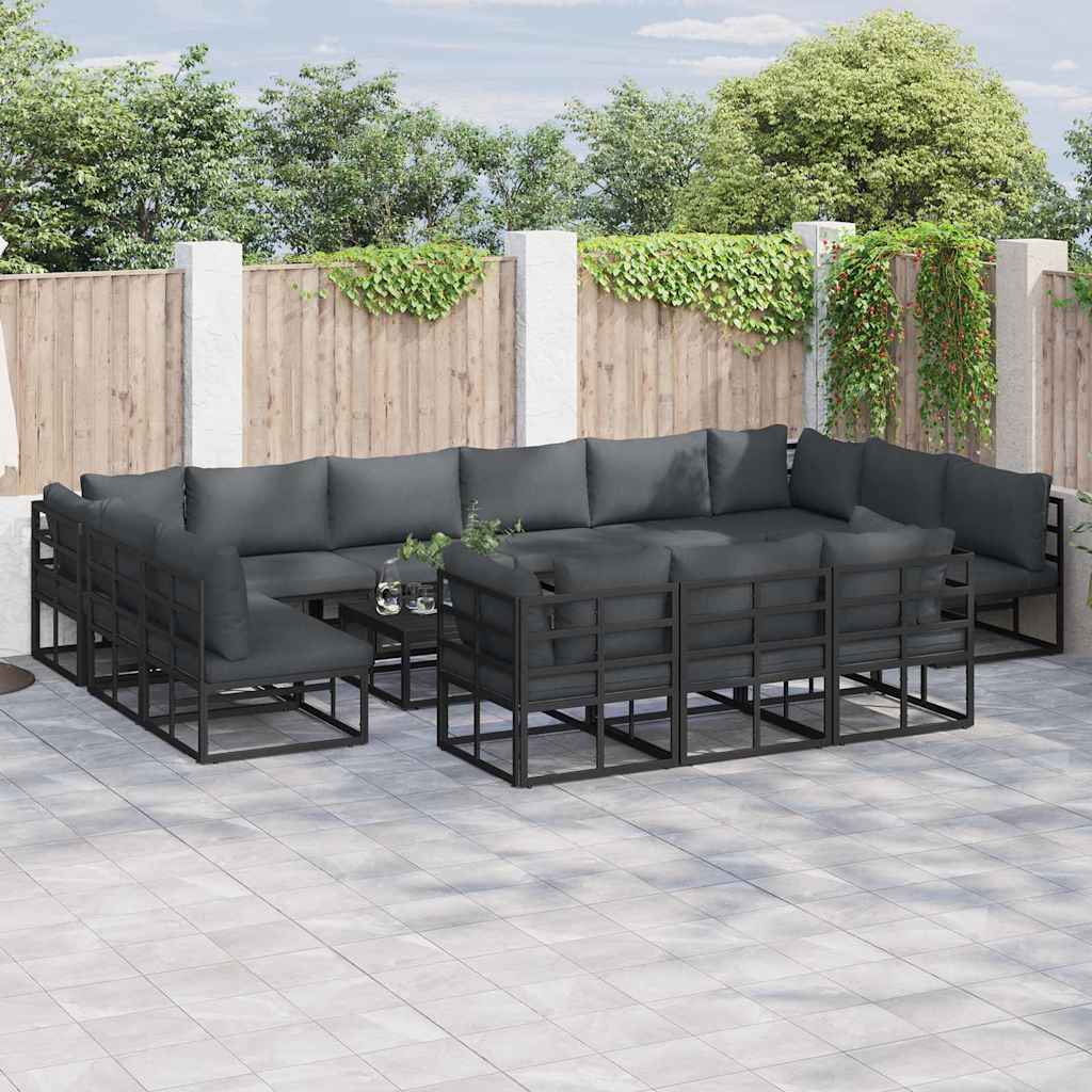 JUNG Vida Gartensofa-set mit Kissen 13 pcs Schwarz Aluminium