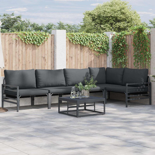 JUNG Vida Gartensofa-set mit Kissen 6 pcs Schwarz Stahl