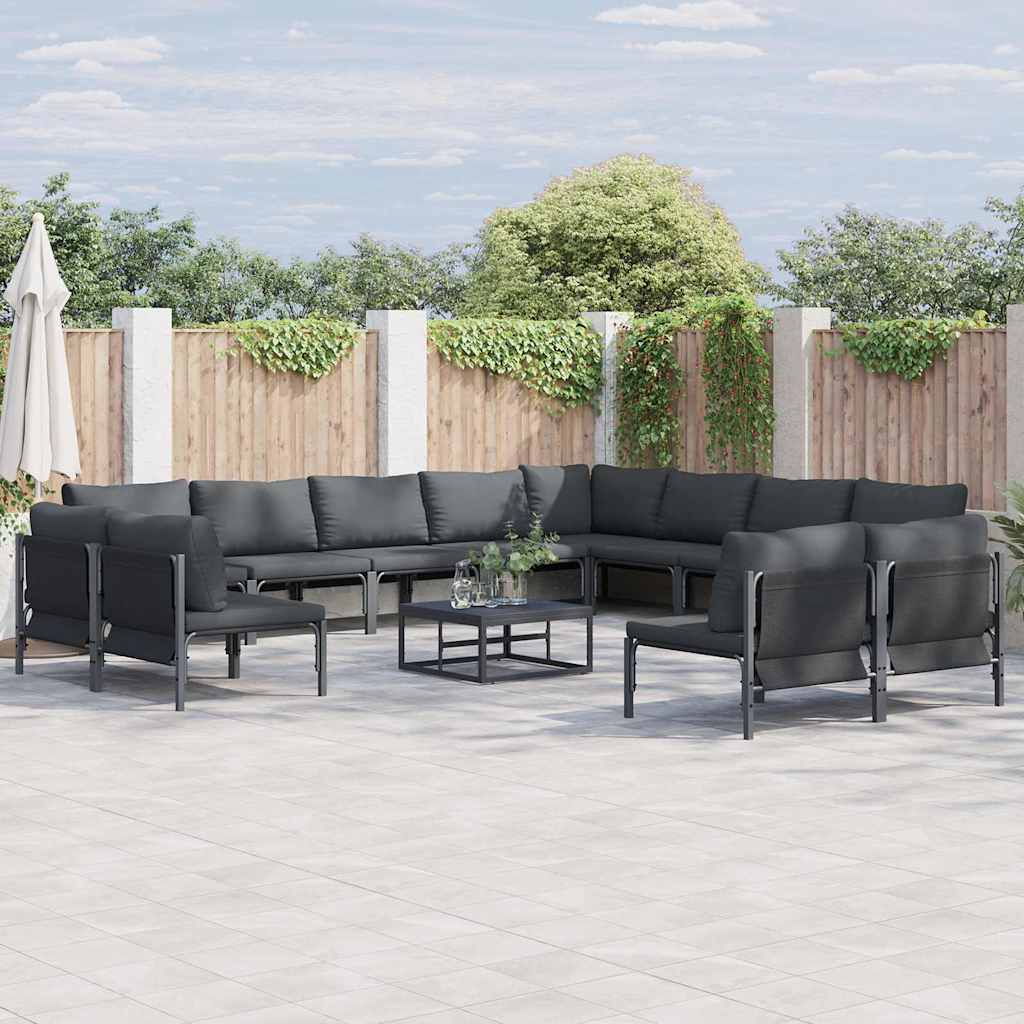 JUNG Vida Gartensofa-set mit Kissen 13 pcs Schwarz Stahl