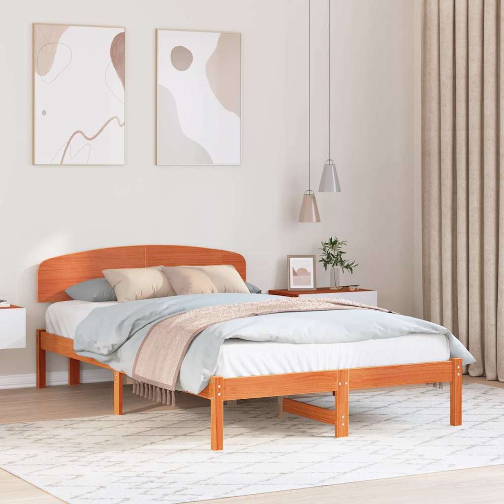 JUNG Vida Bettrahmen Wachsbraun 120 x 200 cm Massives Kiefernholz