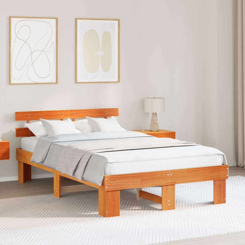 JUNG Vida Bettrahmen Wachsbraun 120 x 190 cm Massives Kiefernholz