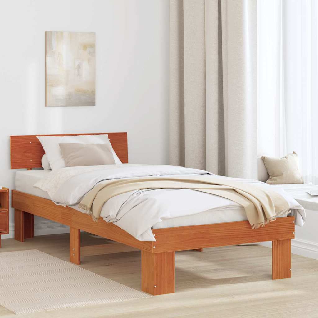 JUNG Vida Bettrahmen Wachsbraun 80 x 200 cm Massives Kiefernholz