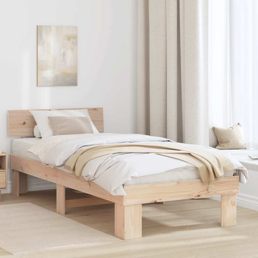 JUNG Vida Bettrahmen mit Kopfteil Natur 75 x 190 cm Massives Kiefernholz