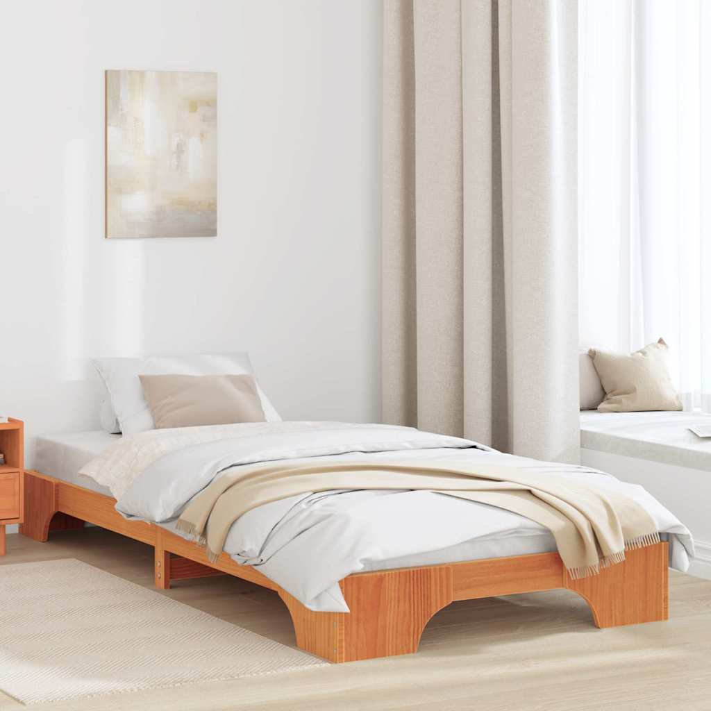 JUNG Vida Bettrahmen Wachsbraun 90 x 200 cm Massives Kiefernholz