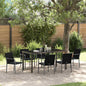 JUNG Vida Garten Essgruppe 7 pcs Schwarz und Grau PE-Rattan