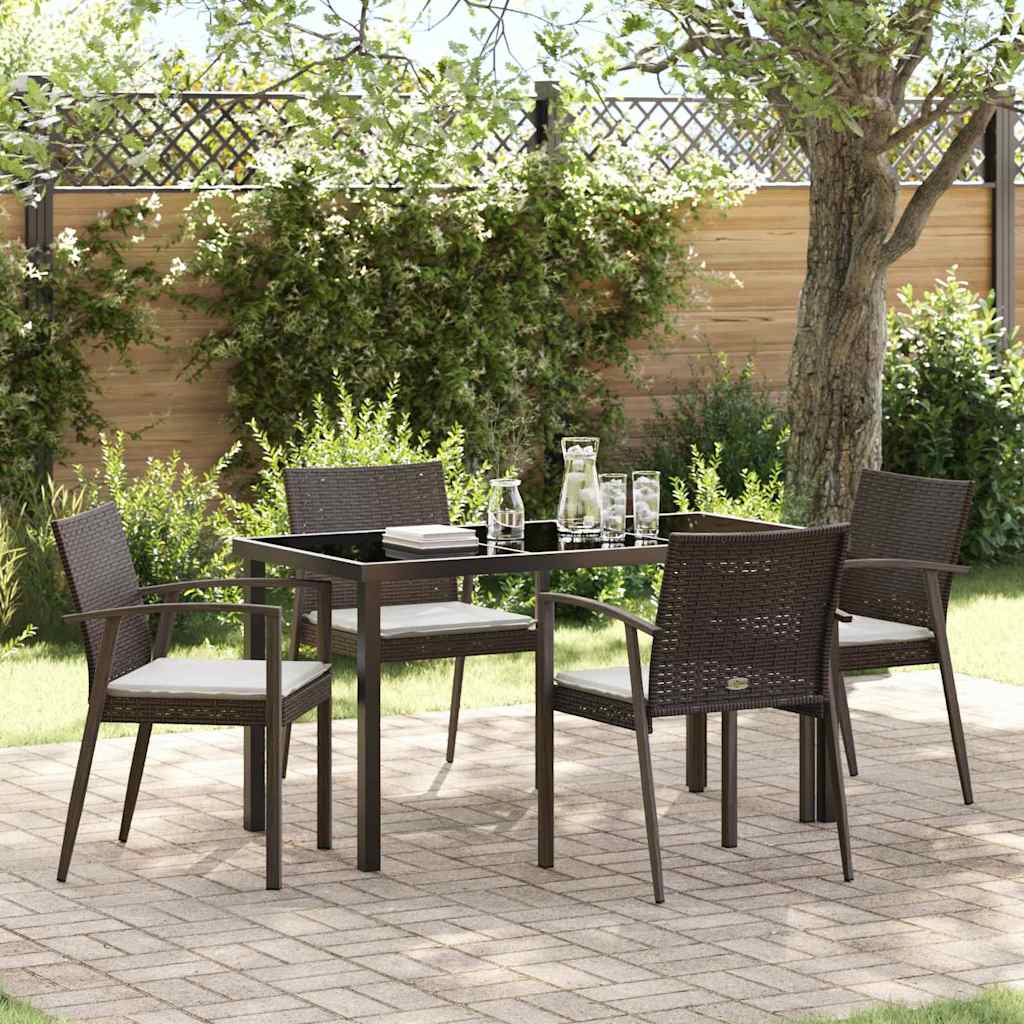 JUNG Vida Garten Essgruppe 5 pcs Braun und Schwarz PE-Rattan
