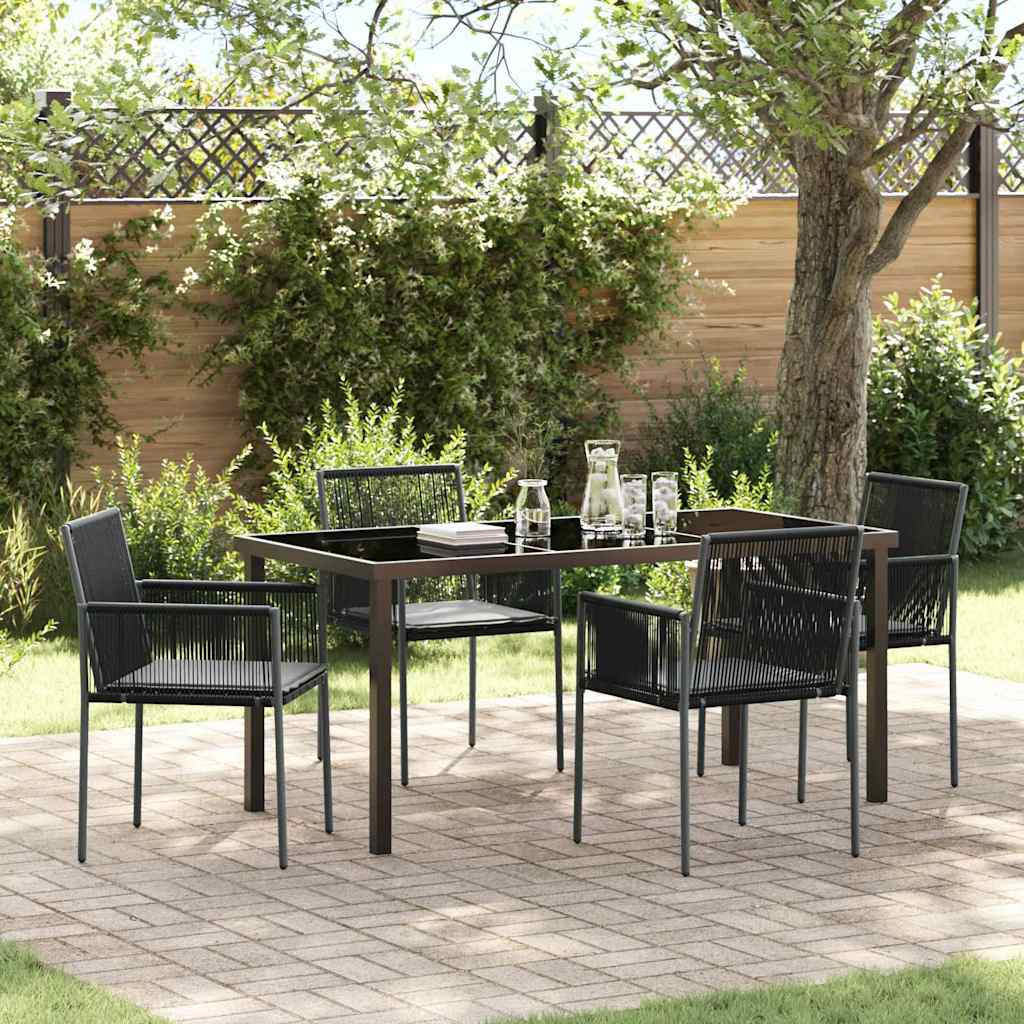 JUNG Vida Garten Essgruppe 5 pcs Schwarz PE-Rattan