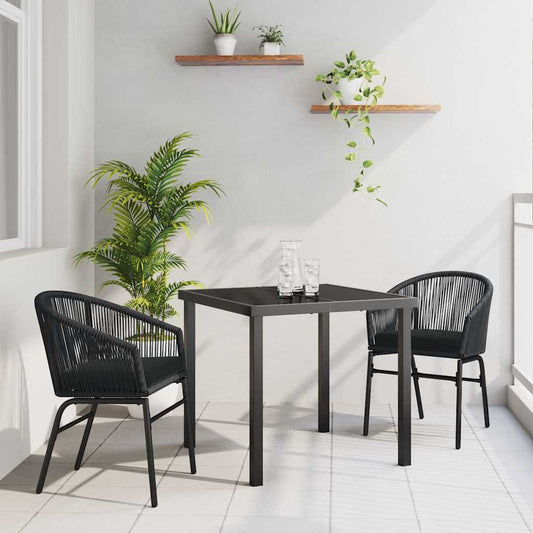 JUNG Vida Garten Essgruppe 3 pcs Schwarz Pulverbeschichteter Stahl