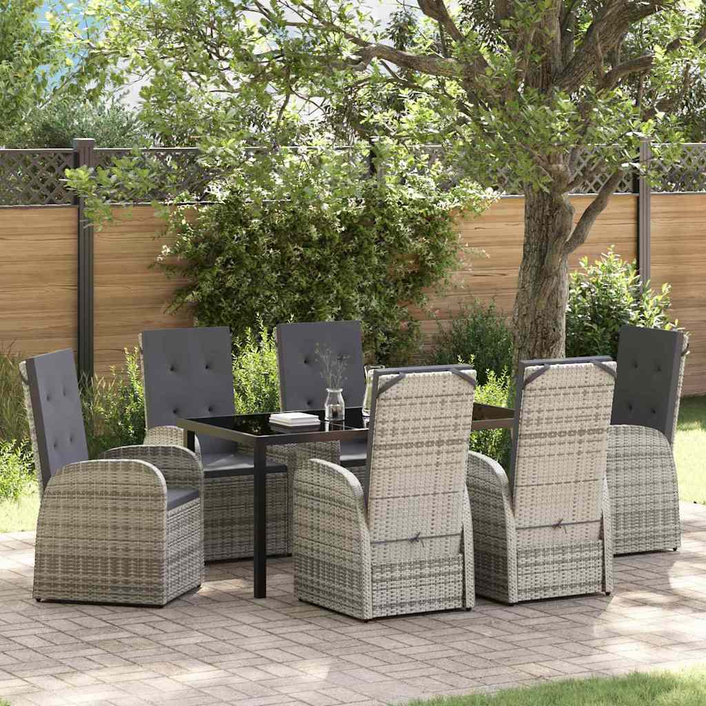 JUNG Vida Garten Essgruppe mit Kissen 7 pcs Grau Poly-Rattan
