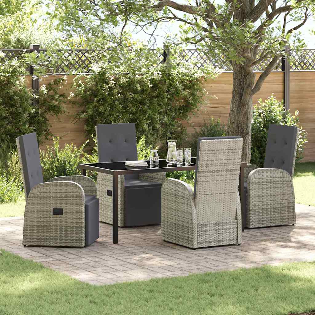 JUNG Vida Garten Essgruppe mit Kissen 5 pcs Grau Poly-Rattan