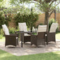 JUNG Vida Garten Essgruppe mit Kissen 5 pcs Braun Poly-Rattan
