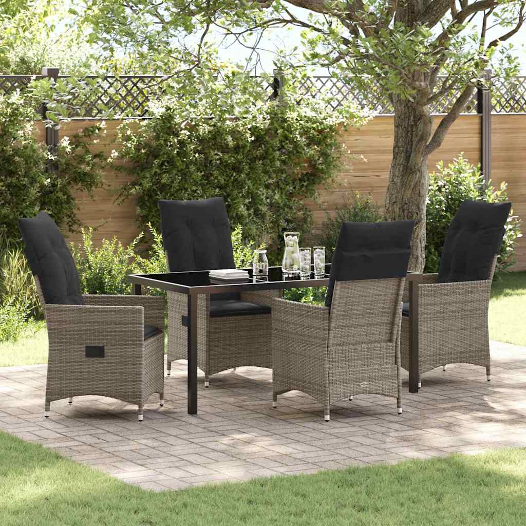 JUNG Vida Garten Essgruppe mit Kissen 5 pcs Grau Poly-Rattan