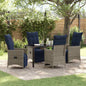 JUNG Vida Tisch- und Stuhlset mit Kissen 5 pcs Grau PE-Rattan