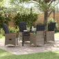 JUNG Vida Garten Essgruppe mit Kissen 5 pcs Grau Poly-Rattan