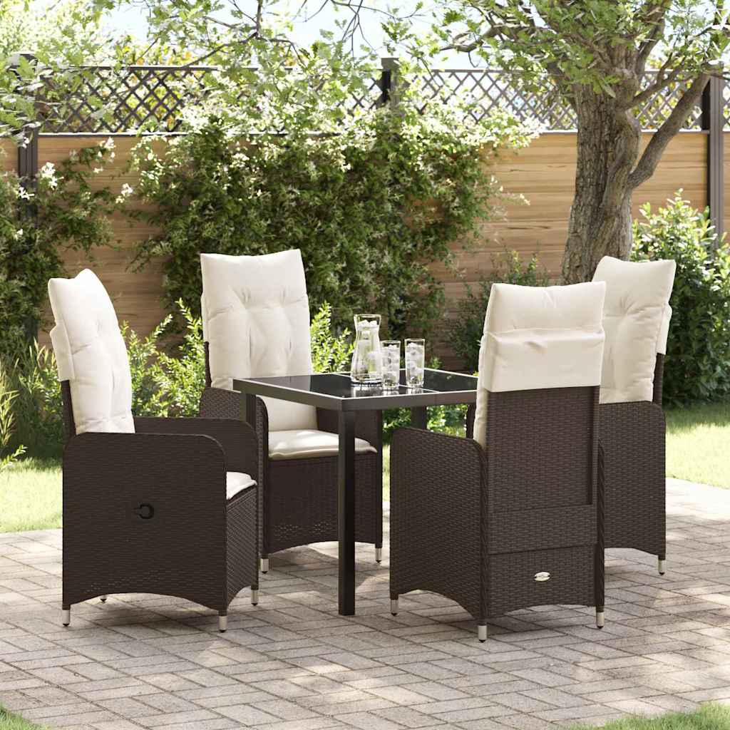 JUNG Vida Garten Essgruppe mit Kissen 5 pcs Braun Poly-Rattan
