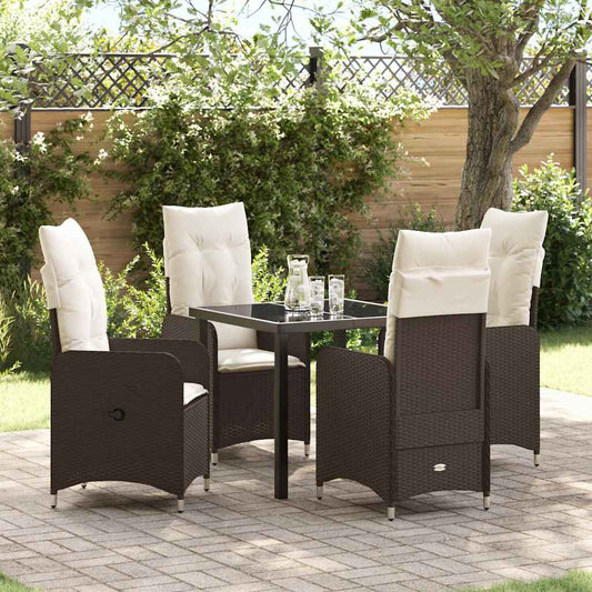 JUNG Vida Garten Essgruppe mit Kissen 5 pcs Braun Poly-Rattan
