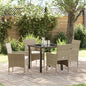 JUNG Vida Garten Essgruppe mit Kissen 5 pcs Beige Poly-Rattan