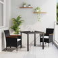JUNG Vida Garten Essgruppe mit Kissen 3 pcs Schwarz Poly-Rattan