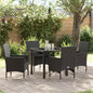 JUNG Vida Garten Essgruppe mit Kissen 5 pcs Schwarz Poly-Rattan