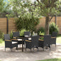 JUNG Vida Garten Essgruppe mit Kissen 7 pcs Schwarz Poly-Rattan