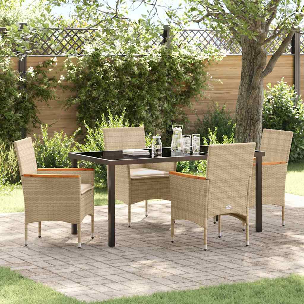 JUNG Vida Garten Essgruppe mit Kissen 5 pcs Beige Poly-Rattan