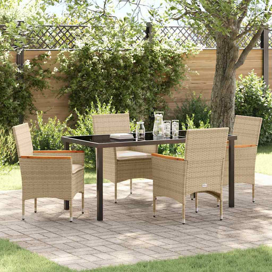 JUNG Vida Garten Essgruppe mit Kissen 5 pcs Beige Poly-Rattan