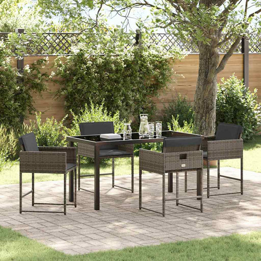 JUNG Vida Garten Essgruppe mit Kissen 5 pcs Grau Poly-Rattan