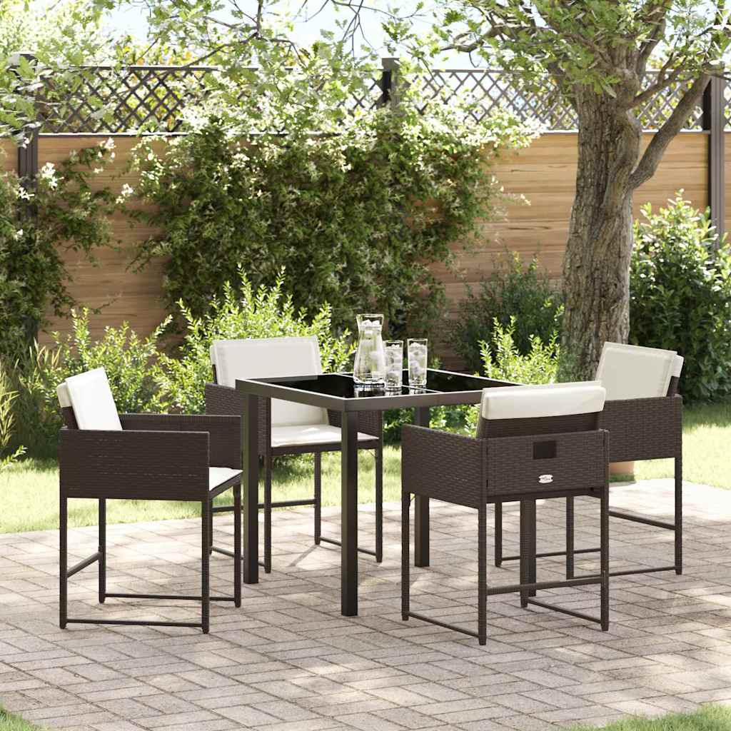 JUNG Vida Garten Essgruppe mit Kissen 5 pcs Braun Poly-Rattan