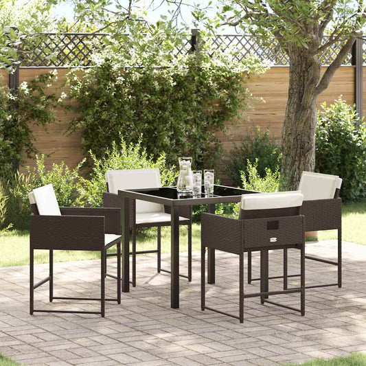 JUNG Vida Garten Essgruppe mit Kissen 5 pcs Braun Poly-Rattan