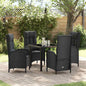 JUNG Vida Garten Essgruppe mit Kissen 5 pcs Schwarz Poly-Rattan