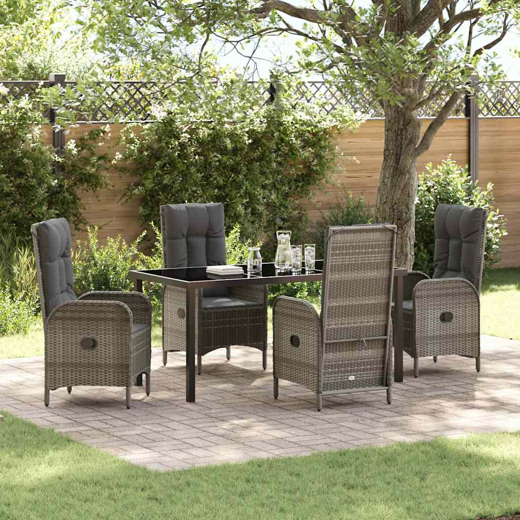JUNG Vida Garten Essgruppe mit Kissen 5 pcs Grau Poly-Rattan