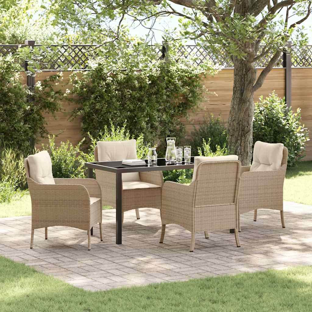 JUNG Vida Garten Essgruppe mit Kissen 5 pcs Beige Poly-Rattan